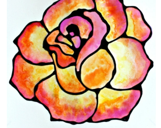 rose art watercolor painting idea